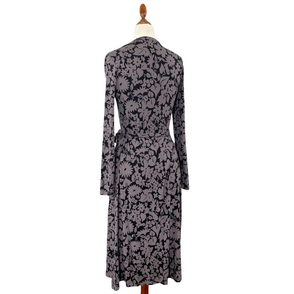 Boden Soft Jersey Long Sleeve Wrap Dress Purple Grey Size 6 Long - Picture 4 of 8